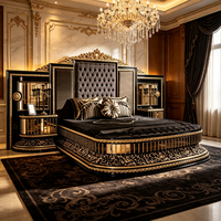 Meubles de chambre à coucher en bois luxueux, couleur personnalisée, style turc classique, à fond rainuré, design antique européen, rembourrés