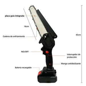 Mini motosierra eléctrica inalámbrica recargable industrial de mano DON FELIZ AE-111 con barra guía de 4 1/2 pulgadas y batería de 650W para bricolaje - Product Image 2