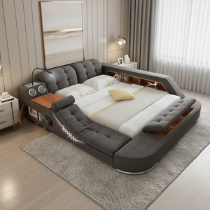 <span class=keywords><strong>Letto</strong></span> da Massaggio in <span class=keywords><strong>Legno</strong></span> Smart con USB, Misure King e Queen, Nuovo Arredamento Moderno per Camera da <span class=keywords><strong>Letto</strong></span>, Include Materassi Doppi e Contenitore - Product Image 2