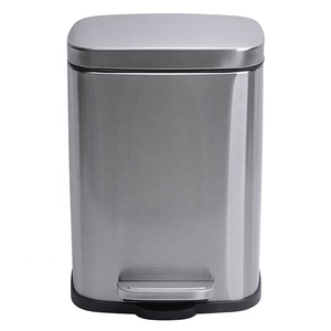 سلة نفايات عصرية مستطيلة من الفولاذ المقاوم للصدأ سعة 5 لتر مع بدال سلة تخزين نفايات معاد تدويرها من الحديد والمعدن - Product Image 3