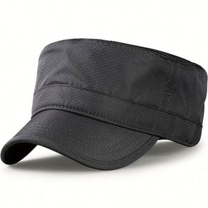 <b>Summer</b> Breathable <b>Flat</b> Top Mesh Fabric Sun Hat Men Outdoor Daily Dress Cadet <b>Cap</b> for Men - Product Image 4