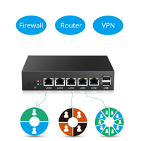 HLY Firewall-Mini PC en tel, Ordenador de 4 núcleos J1900, pfsense, 4 GB de Ram, 30G, SSD, Mini PC, 4 puertos Lan Gigabit, enrutador