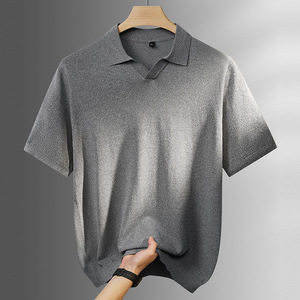 <span class=keywords><strong>Polo</strong></span> tricoté pour homme grande taille, manches courtes, col en V, décontracté, professionnel, confortable, coupe ample - Product Image 1