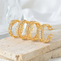 Bracelet et jonc ajustables en laiton et zircon anti-ternissement, personnalisés OEM ODM, pour femmes, Pulsera Trebol