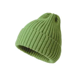 工厂提供时尚西部冬季帽绿色羊毛帽弹力高品质骷髅帽豆豆