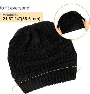 Gorro de punto de Invierno para mujer, gorro grueso con Cable forrado de satén para hombre, gorro cálido suave y holgado, gorros gruesos con forro de promoción - Product Image 5