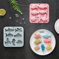 Moule en silicone YS 7 pour chocolat, bonbons, glaçons, gâteaux, avec formes variées de poissons marins et hippocampes, réutilisable
