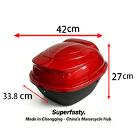 Boîte à bagages pour moto Superfasty, imperméable, anti-poussière, en PP mat, rouge bordeaux, 33L, avec serrure à clé pour le rangement du casque, résistante aux chocs, garantie 1 an