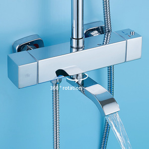 Juego de Ducha Rectangular Plateado Moderno con Rociador Superior Termostático y Pantalla de Temperatura L-4145 - Product Image 2