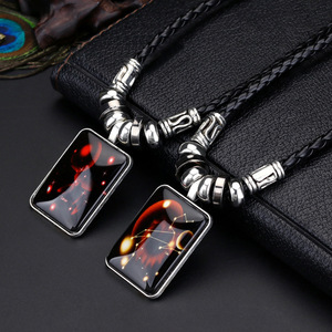 Pingentes do punk <span class=keywords><strong>rock</strong></span> meninos, joias de couro com zodíaco, colares pretos, vintage, luminosos, 12 constelações - Product Image 4