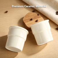 Tasse à café en céramique blanche sans anse de 220 ml, vente en gros, mug à latte, logo personnalisé, tasse à lait et thé pour le petit-déjeuner, pour café et maison