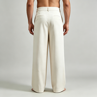 Pantalon en nylon imperméable personnalisé avec boutons, grande taille, coupe droite, blanc, anti-plis, pour hommes – Vente en gros