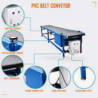 Convoyeur à bande avec bande en PVC sur structure en acier au carbone avec finition peinture laquée, prend en charge l'assemblage d'appareils électroménagers, tension personnalisée