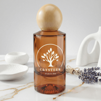 Vente en gros de flacons de parfum en verre à fond épais de 30 ml, 50 ml, 100 ml, flacons de parfum colorés transparents avec bouchon en bois et boîte cadeau