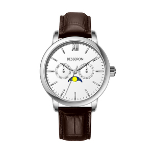 Montre à Quartz de luxe pour hommes en cuir véritable bracelet en acier inoxydable étanche Style d'affaires 43mm diamètre du cadran mouvement Seiko ODM - Product Image 2