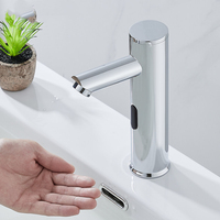 Grifo Automático de Acero Inoxidable 304 con Sensor para Lavabo, Grifo Sin Contacto con Válvula de Cerámica para Agua Fría y Caliente, para Baños Comerciales y de Hotel