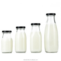Bouteille en verre vide pour lait ou boisson, 200 ml, 250 ml, 500 ml, avec bouchon en plastique