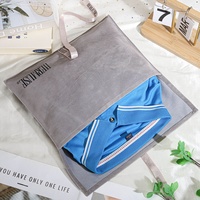 Pochette Enveloppe Haut de Gamme en Velours avec Ruban, Logo Personnalisé Imprimé, Grise en Faux Daim, Sac Cadeau, Bijoux, Cosmétiques, Housse Anti-Poussière