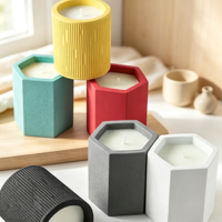 Bougie aromatique artisanale en cire de soja hexagonale géométrique, écologique, style nordique, pot en céramique, décoration d'intérieur, Ramadan, Diwali