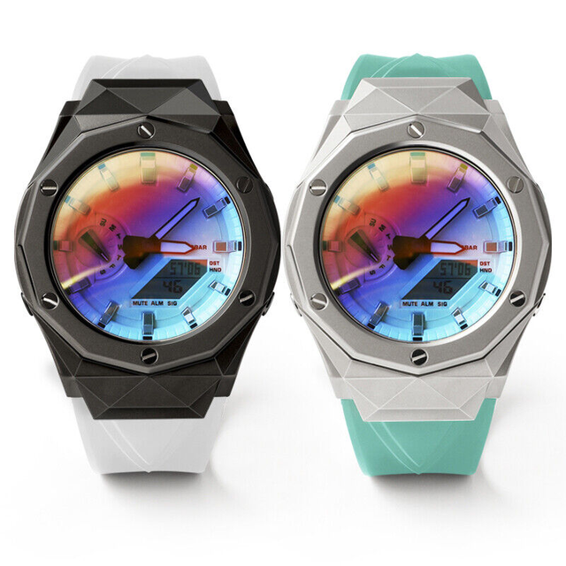 NEW 5th Modified Metal Rubber Luxury 316l Stainless Steel Watch Mod Strap GA2100 Case