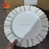 Nouvelles Assiettes de Présentation Rétro de Luxe Lisses pour Mariages et Événements, 13 Pouces, en Bois et Plastique