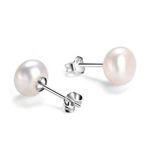 Wholesale <strong>Huggie</strong> S925 Sterling <strong>Silver</strong> Natural Fresh Water Fine Jewelry Stud Pearl Earrings for Women - Product Image 4