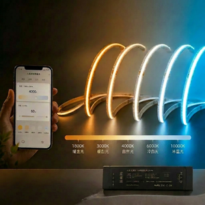 Tira de LED COB de 5 Colores, Regulable, Controlada por Aplicación Inteligente, 24V, Alta Luminosidad, Cambio de Color de Azul Hielo a Amarillo Dorado - Product Image 1