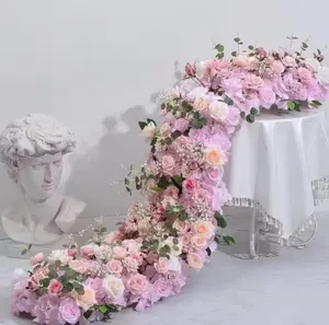 ปรับแต่งดอกไม้ประดิษฐ์งานแต่งงานตกแต่งวันหยุดถนนดอกไม้ประดิษฐ์พื้นหลังจัดงานแต่งงานดอกไม้