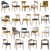 Chaises de salle à manger modernes en bois massif avec dossiers, conçues avec du tissu, adaptées à une utilisation dans les restaurants, les cafés et les hôtels.