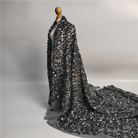 Stock disponible 100% Polyester Dentelle Tulle Argent Paillettes Irisé Perlé Sequin Tissu Pour Princesse Robe Costume Chaussures