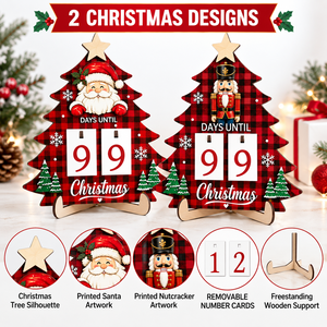 Decorazione Natalizia <span class=keywords><strong>per</strong></span> la Casa: Calendario Conto alla Rovescia in Legno da Tavolo con Scritta '<span class=keywords><strong>Giorni</strong></span> Fino a <span class=keywords><strong>Natale</strong></span>' e Schiaccianoci di Babbo <span class=keywords><strong>Natale</strong></span> - Product Image 3