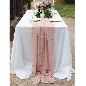 웨딩 파티 공급 사용자 정의 크기 테이블 러너 홍당무 핑크 테이블 러너 수제 소프트 테이블 러너