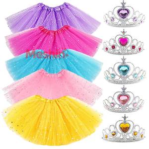 Ensemble de ballet pour fille MS Cute Girl, robe de princesse à 3 couches, jupe tutu scintillante pour fête d'anniversaire, avec couronne - Product Image 1