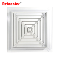 Diffuseur de plafond carré 4 voies en aluminium avec registre pour conduit de climatisation
