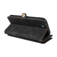 Dompet Kulit PU untuk iPhone 16E, 9 Slot Kartu + Kantong Koin Ber-resleting, Penyangga, Pemblokir RFID, 360 °   Perlindungan