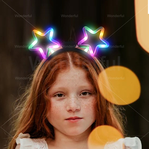 Serre-tête <span class=keywords><strong>LED</strong></span> néon personnalisable en forme d'étoile pour enfants, jouet de fête avec effet lumineux multicolore - Product Image 1