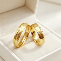 Maßgefertigter Messing-Dummy-Ring im gehämmerten Design, 14K vergoldetes Ehering-Set für Verliebte, Verlobungsringe, Trauringe