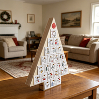 Calendrier de l'Avent en Bois – Boîte à Tiroirs Maison de Noël 24 Jours – Logo Personnalisé – Compte à Rebours des Fêtes – Boîte Cadeau de Rangement