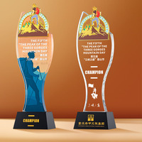 Trophée sportif personnalisé en cristal, imprimé en couleur, gravé, avec base noire, pour les champions de football, de basketball, de badminton et de marathon