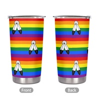 Gobelet isotherme personnalisé en acier inoxydable de 20 oz, thème arc-en-ciel gay Two Spirit, pour les voyages longue distance en voiture, les pique-niques en montagne et les barbecues