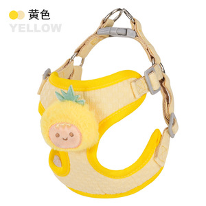 Pineapple Pattern Dog Harness and Leash Set Breathable Adjustable Pet Vest Harness Cartoon Puppy Walking Outfit - Product Image 1