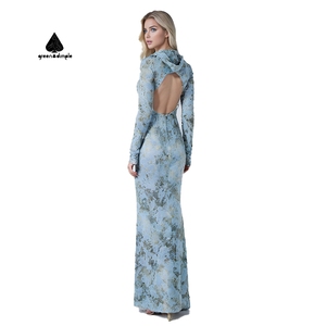 Vestido largo personalizado elegante para mujer, vestido de talla grande para mujer para fiesta de noche, vestido exótico de graduación de manga larga de lujo con un sombrero - Product Image 2