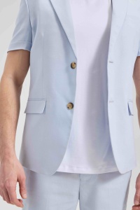 <span class=keywords><strong>Ensemble</strong></span> <span class=keywords><strong>Blazer</strong></span> et <span class=keywords><strong>Short</strong></span> d'été en Coton et Lin à Col Mandarin, Simple Boutonnage - Respirant, Antistatique, Grande Taille, Décontracté, pour Hommes d'Affaires - Product Image 4