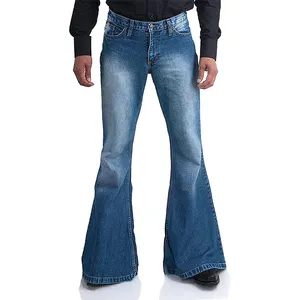 Jeans vintage à cloche pour hommes des années 60 et 70 pantalons disco à cloche jeans évasés Bule pour hommes