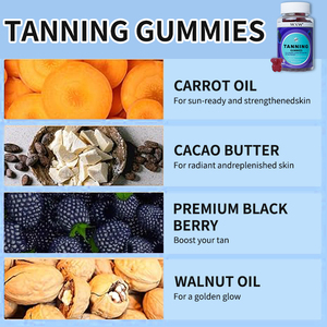 Gommes de bronzage de qualité supérieure Tanning Vitamines pour adultes Booster de bronzage pour la peau Suppléments de bonbons gommeux - Product Image 5