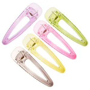 Large Translucent Acrylic Glitter Water Drop Shape Duckbill Clip Hairpin Solid Candy Color Plastic Hollow Design