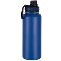 Bouteille d'eau noire en acier inoxydable à double paroi sans BPA de 12 oz 18 oz 22 oz 25 oz 32 oz 40 oz avec plusieurs couvercles