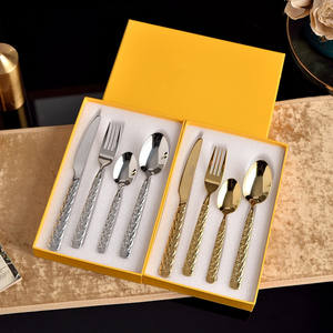 Juego de Cubiertos de Acero Inoxidable 304, Cuchillo, Tenedor y Cuchara, Suministros de Alta Gama, Juego de Regalo de 4 Piezas - Product Image 1