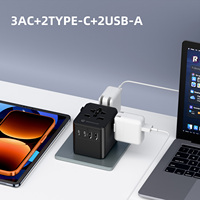 Adaptador de Viaje Universal Wontravel de 17W con Enchufe Eléctrico y Puerto USB, Adaptador de Corriente Universal con 3 Tomas de CA