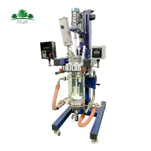 Ultrasonic Jacketed Glass Reactor with PH Measurement Motorized Automatic Lifting Tilting for Dispersion Catalysis Emulsifying